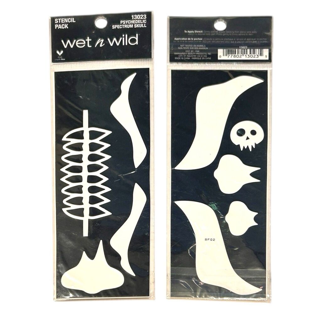 2x Wet n Wild Stencil Pack Psychedelic Spectrum Skull 13023